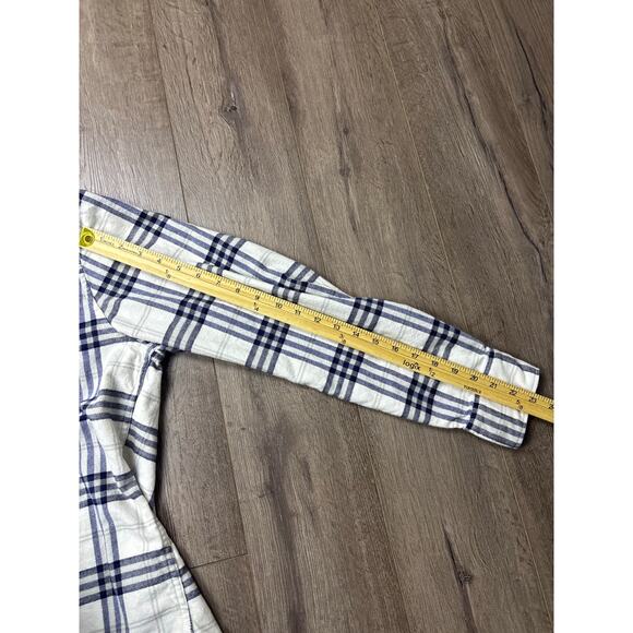 American Eagle Men’s Plaid Flannel Shirt Blue White Long Sleeve Size M Cotton - Picture 3 of 7